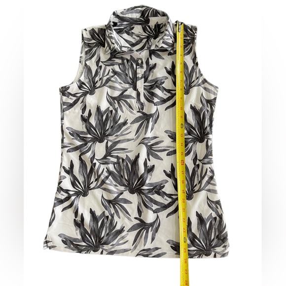 PUMA GOLF Black White Palm Sleeveless Polo Moisture Wicking UPF Resort Small - Picture 14 of 15